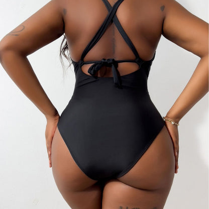 Bañador de una pieza tipo halter con abertura para mujer-Swimwear for women-Casaluzia