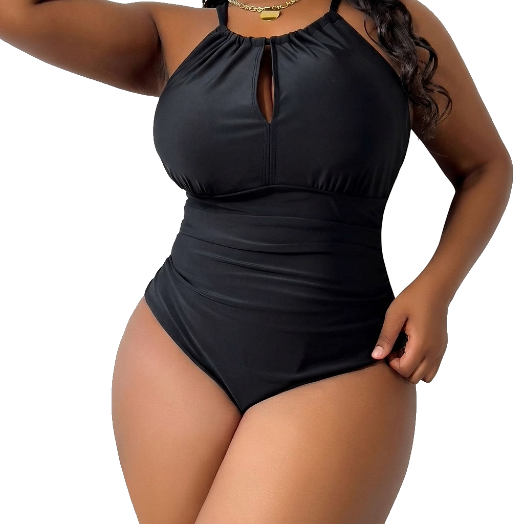 Bañador de una pieza tipo halter con abertura para mujer-Swimwear for women-Casaluzia
