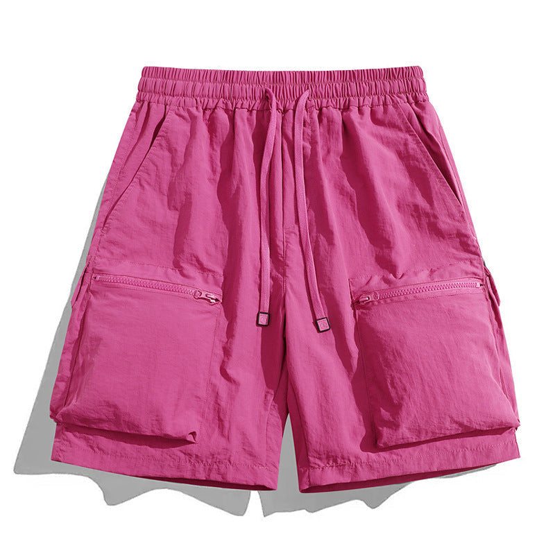 Bermudas cargo para hombre con cordón y bolsillos con cremallera-Shorts for men-Casaluzia