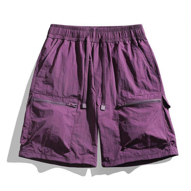 Bermudas cargo para hombre con cordón y bolsillos con cremallera-Shorts for men-Casaluzia