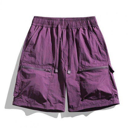 Bermudas cargo para hombre con cordón y bolsillos con cremallera-Shorts for men-Casaluzia
