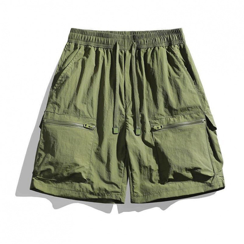 Bermudas cargo para hombre con cordón y bolsillos con cremallera-Shorts for men-Casaluzia