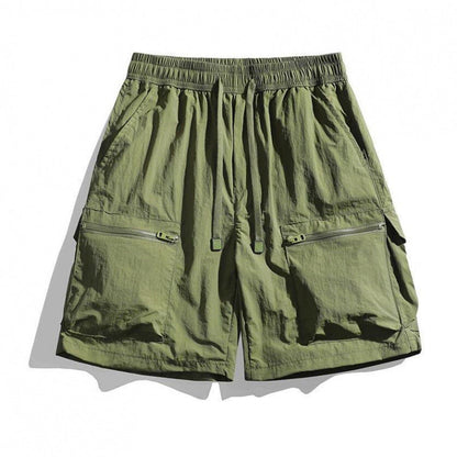 Bermudas cargo para hombre con cordón y bolsillos con cremallera-Shorts for men-Casaluzia