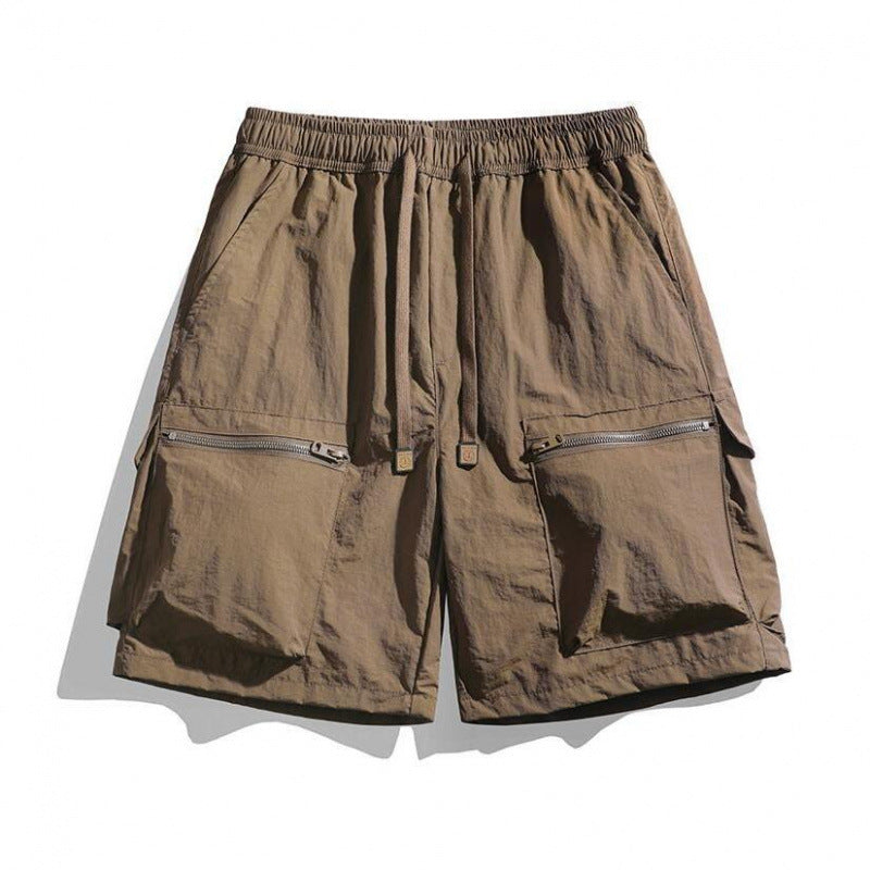Bermudas cargo para hombre con cordón y bolsillos con cremallera-Shorts for men-Casaluzia