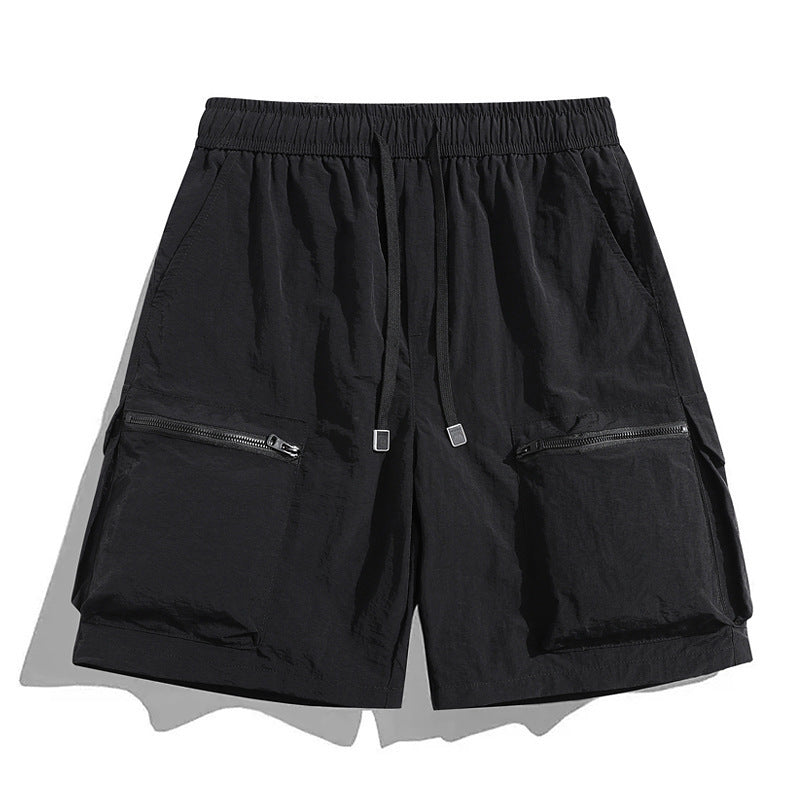 Bermudas cargo para hombre con cordón y bolsillos con cremallera-Shorts for men-Casaluzia
