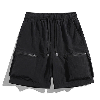 Bermudas cargo para hombre con cordón y bolsillos con cremallera-Shorts for men-Casaluzia