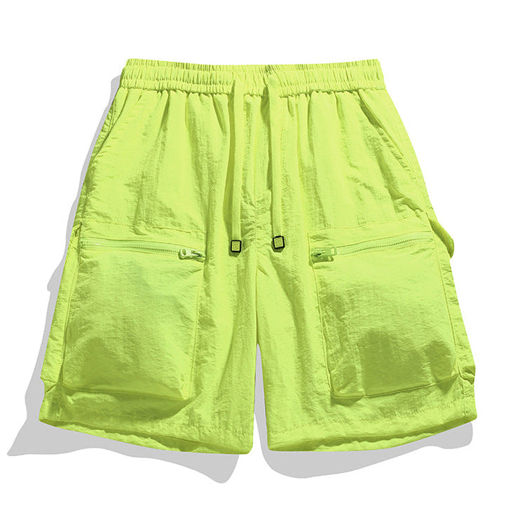 Bermudas cargo para hombre con cordón y bolsillos con cremallera-Shorts for men-Casaluzia