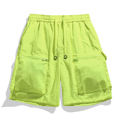 Bermudas cargo para hombre con cordón y bolsillos con cremallera-Shorts for men-Casaluzia
