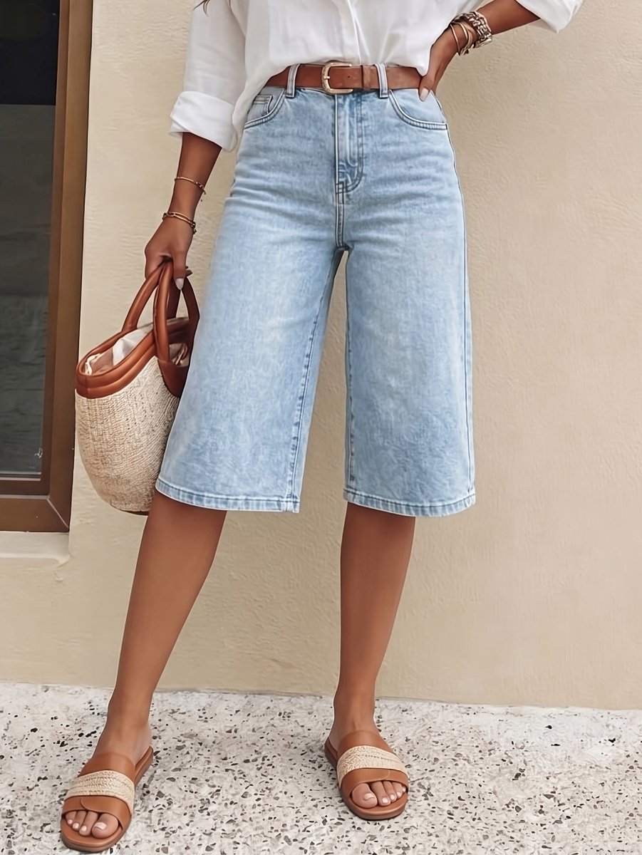 Bermudas vaqueras de tiro alto para mujer-Shorts for women-Casaluzia
