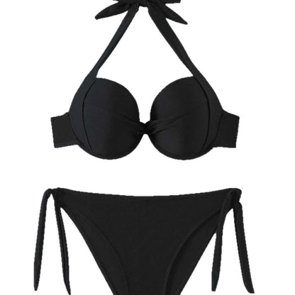 Bikini de dos piezas con cuello halter para mujer-Swimwear for Women-Casaluzia
