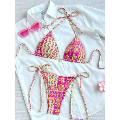Bikini de Triángulo Estampado para Mujer-Swimwear for women-Casaluzia