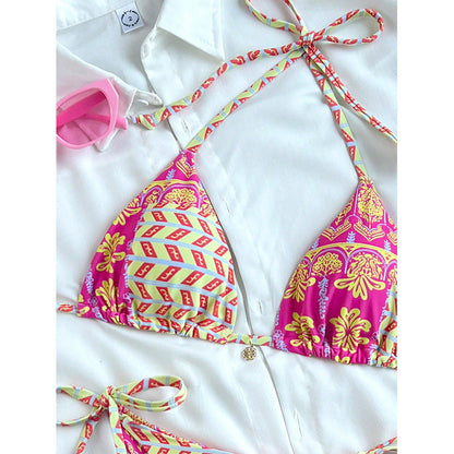 Bikini de Triángulo Estampado para Mujer-Swimwear for women-Casaluzia