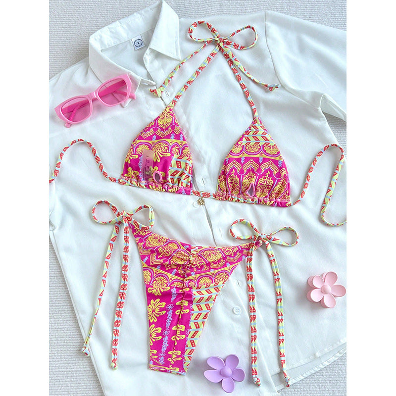 Bikini de Triángulo Estampado para Mujer-Swimwear for women-Casaluzia