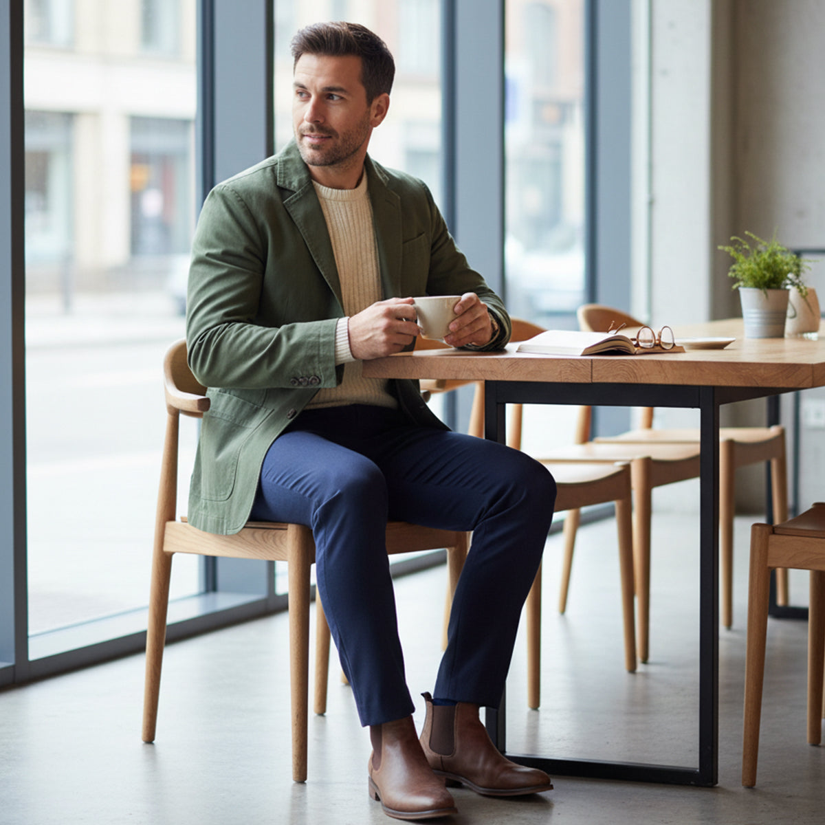 Blazer de hombre con botones frontales y bolsillos de parche-Jackets for men-Casaluzia