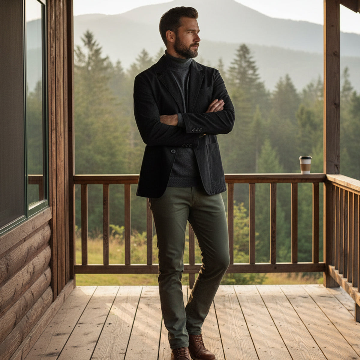 Blazer de hombre con botones frontales y bolsillos de parche-Jackets for men-Casaluzia