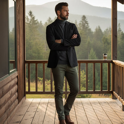 Blazer de hombre con botones frontales y bolsillos de parche-Jackets for men-Casaluzia