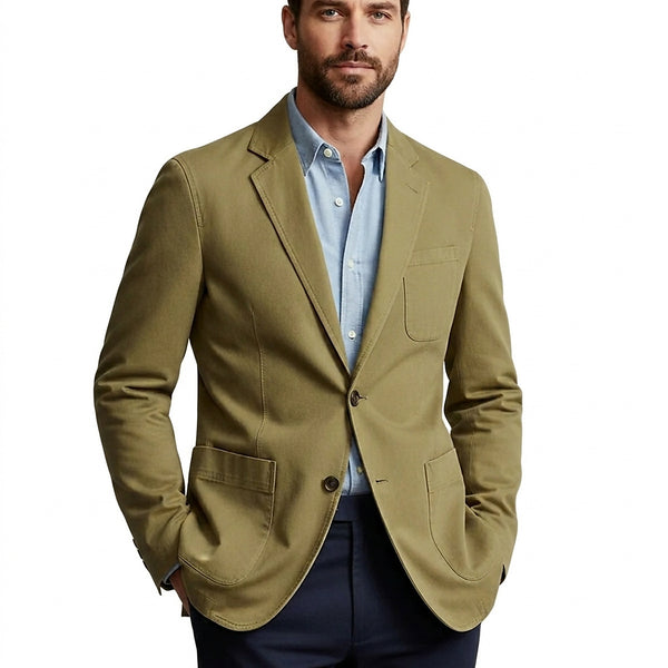 Blazer de hombre con botones frontales y bolsillos de parche-Jackets for men-Casaluzia