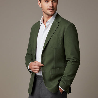 Blazer de hombre con botones frontales y bolsillos de parche-Jackets for men-Casaluzia