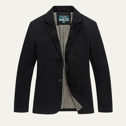Blazer de hombre con botones frontales y bolsillos de parche-Jackets for men-Casaluzia