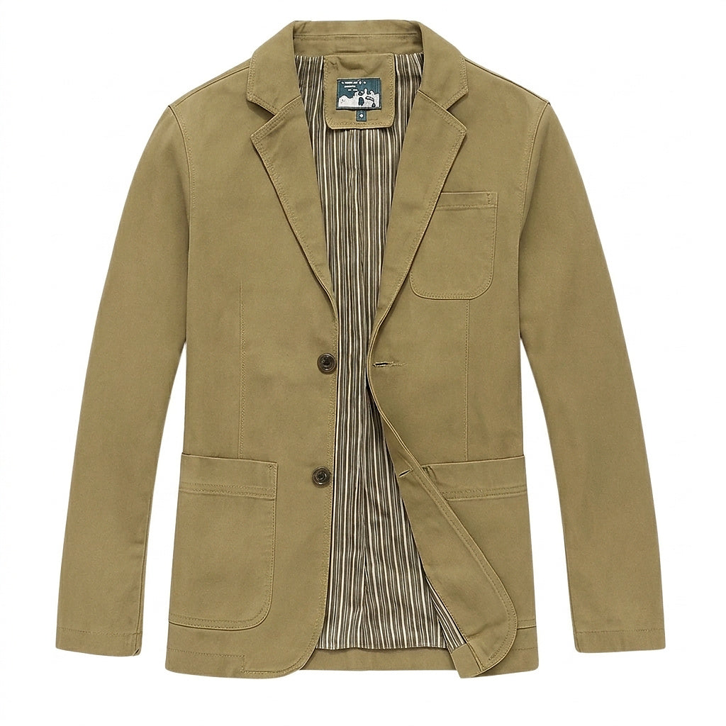 Blazer de hombre con botones frontales y bolsillos de parche-Jackets for men-Casaluzia