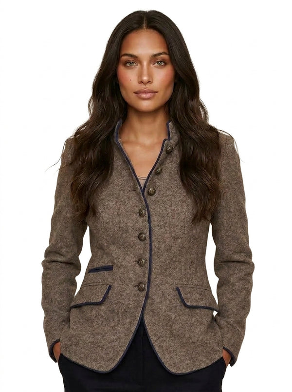 Blazer de mujer con cuello alzado y cierre de botones-Blazer for women-Casaluzia
