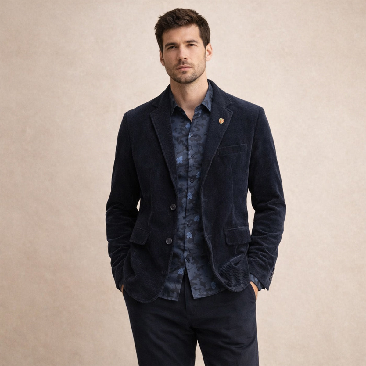 Blazer de pana para hombre con cierre de botones-Blazer for men-Casaluzia