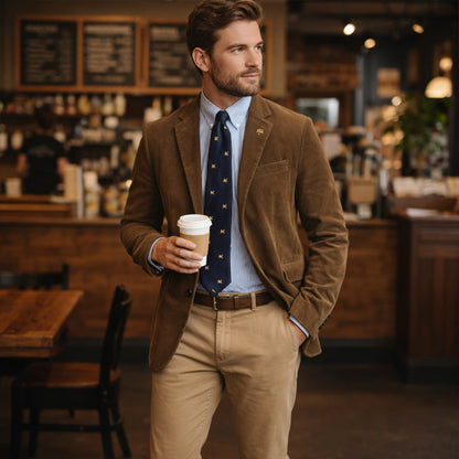 Blazer de pana para hombre con cierre de botones-Blazer for men-Casaluzia