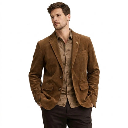 Blazer de pana para hombre con cierre de botones-Blazer for men-Casaluzia