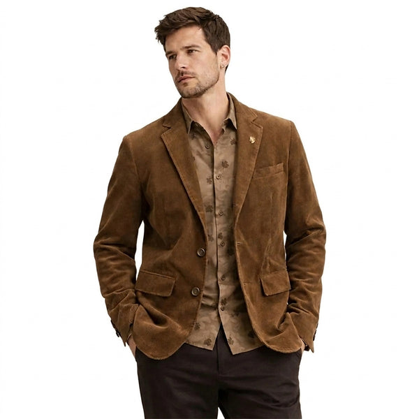 Blazer de pana para hombre con cierre de botones-Blazer for men-Casaluzia