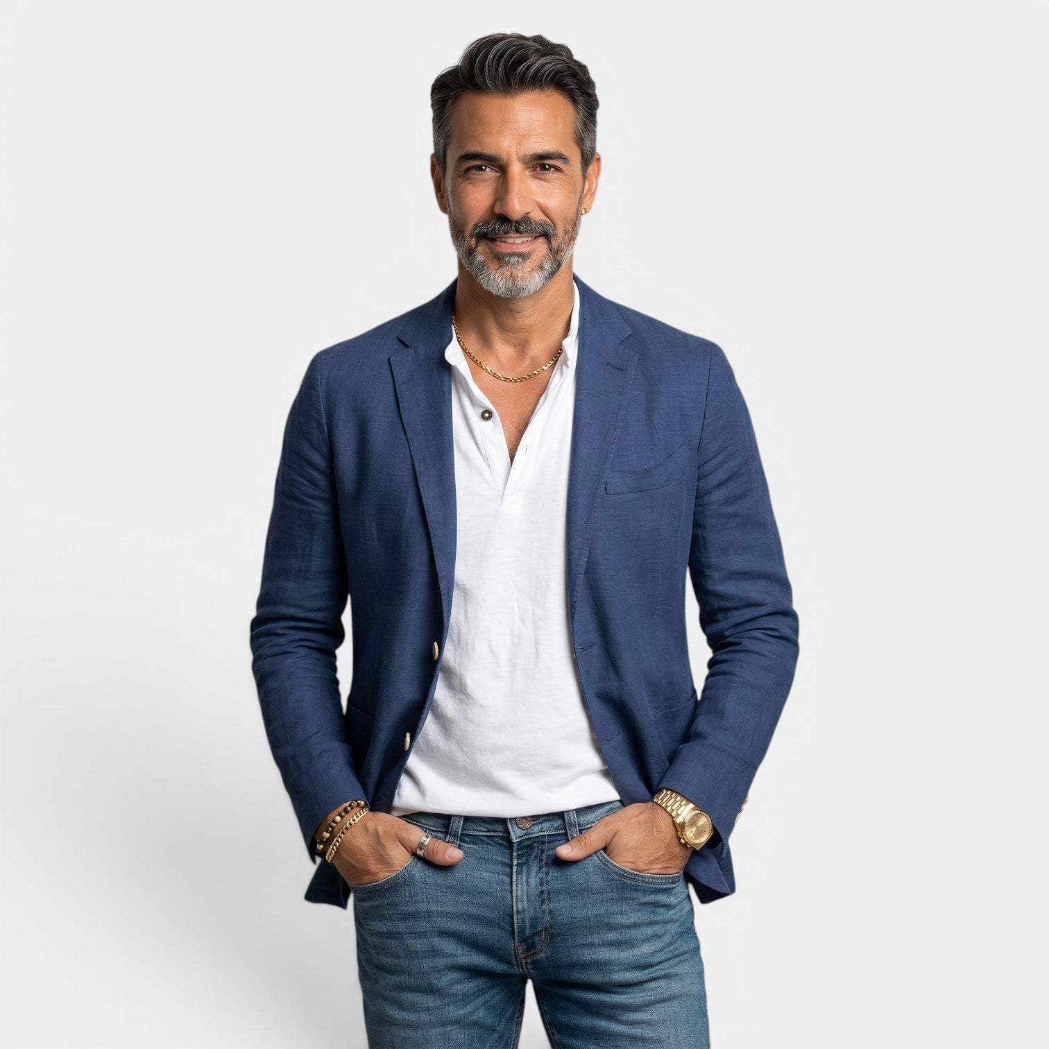 Blazer de tres botones para hombre con solapa de muesca-Blazer for men-Casaluzia