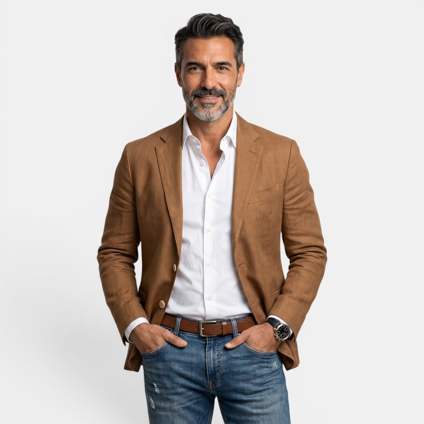 Blazer de tres botones para hombre con solapa de muesca-Blazer for men-Casaluzia