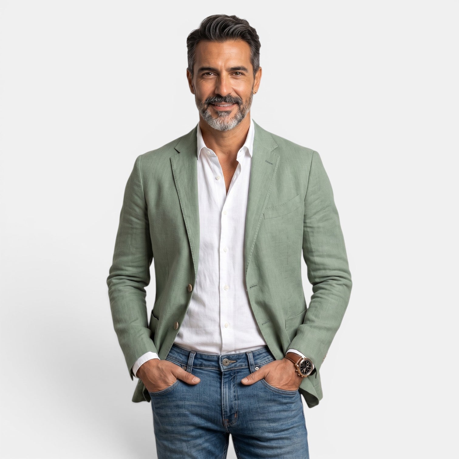 Blazer de tres botones para hombre con solapa de muesca-Blazer for men-Casaluzia
