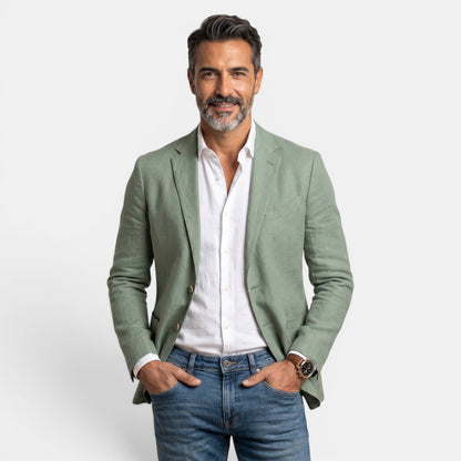 Blazer de tres botones para hombre con solapa de muesca-Blazer for men-Casaluzia