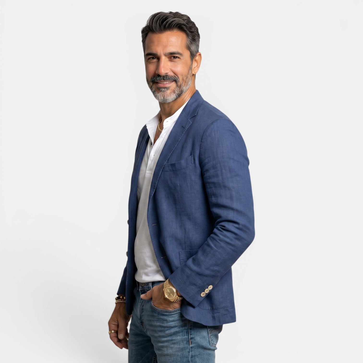 Blazer de tres botones para hombre con solapa de muesca-Blazer for men-Casaluzia
