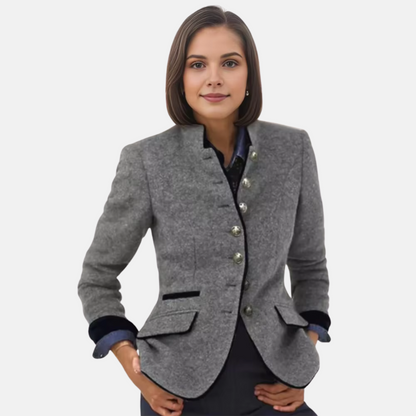 Blazer de Tweed para Mujer con Cuello Mao-Blazer for women-Casaluzia