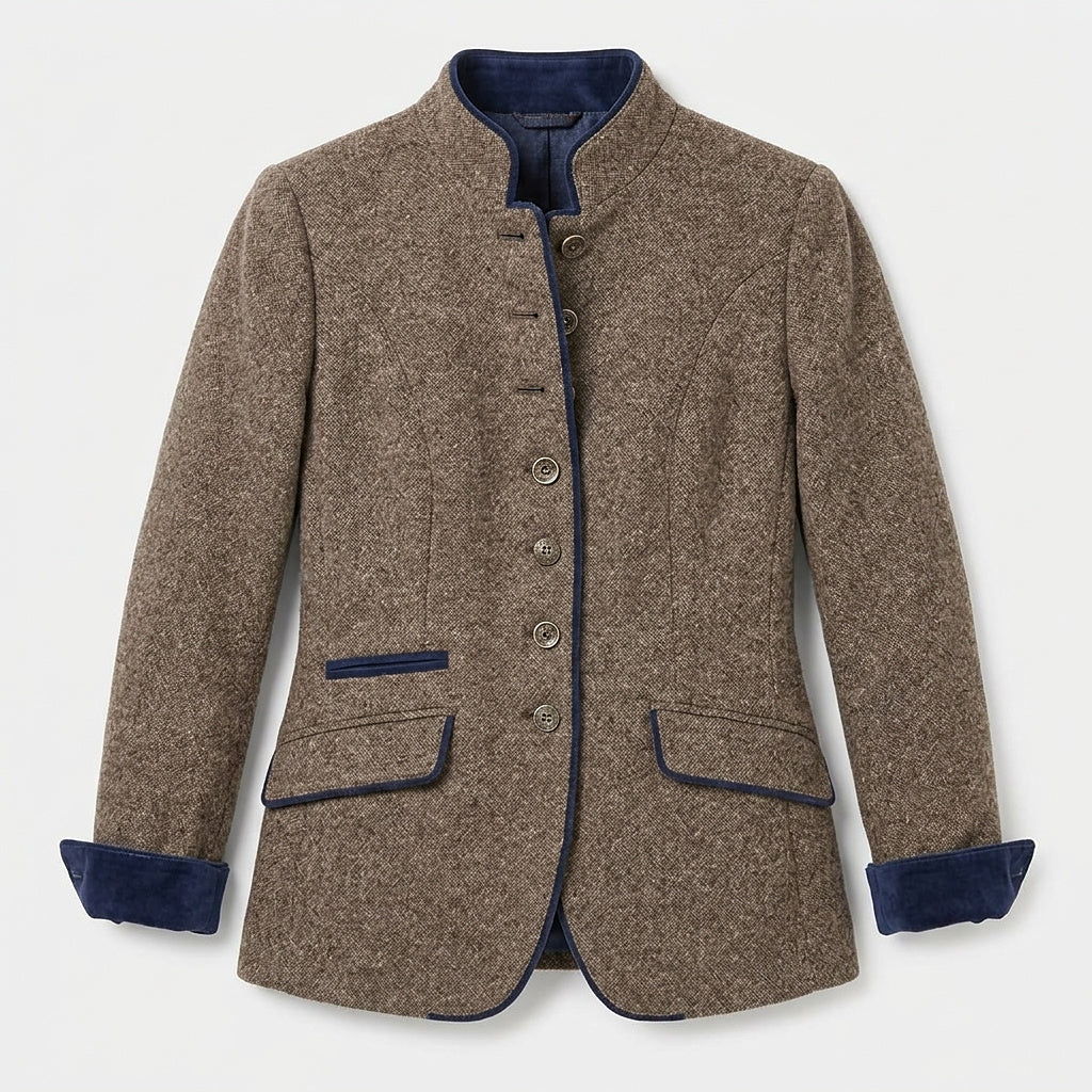 Blazer de Tweed para Mujer con Cuello Mao-Blazer for women-Casaluzia