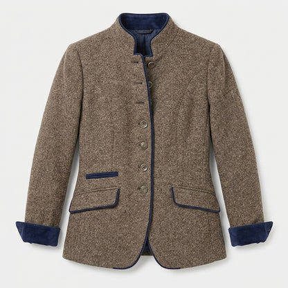 Blazer de Tweed para Mujer con Cuello Mao-Blazer for women-Casaluzia