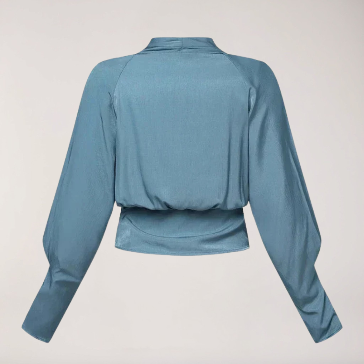 Blusa cruzada de mujer con escote en V, mangas largas y cintura estructurada-Blouse for women-Casaluzia