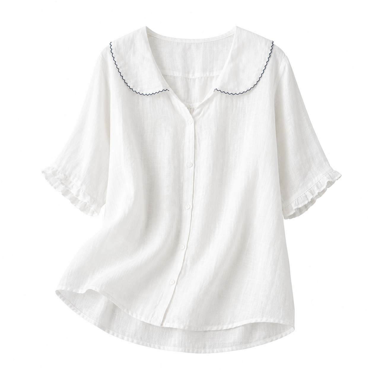 Blusa de mujer con cierre de botones y cuello redondeado-Blouse for women-Casaluzia