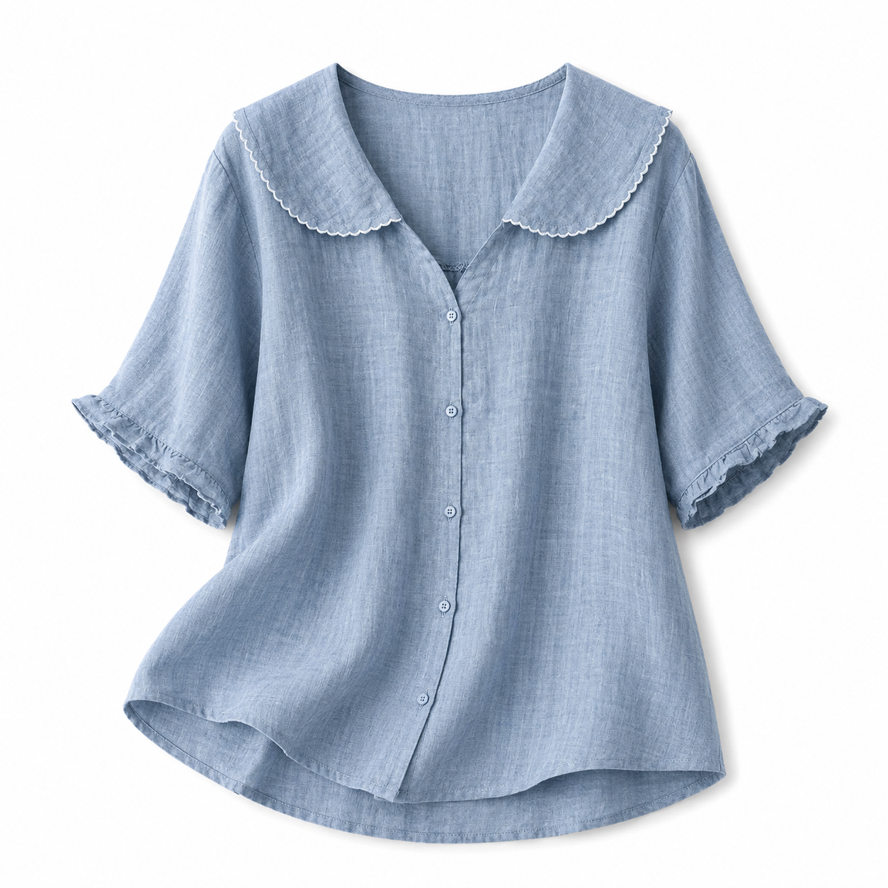 Blusa de mujer con cierre de botones y cuello redondeado-Blouse for women-Casaluzia