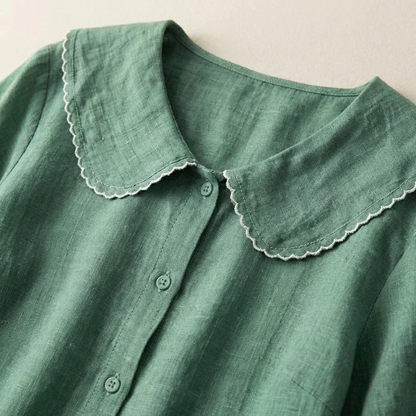 Blusa de mujer con cierre de botones y cuello redondeado-Blouse for women-Casaluzia