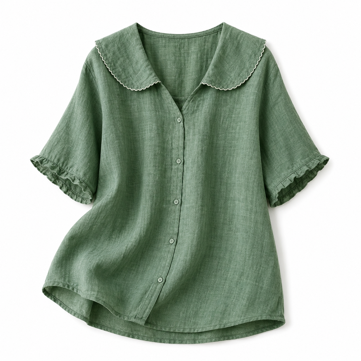 Blusa de mujer con cierre de botones y cuello redondeado-Blouse for women-Casaluzia