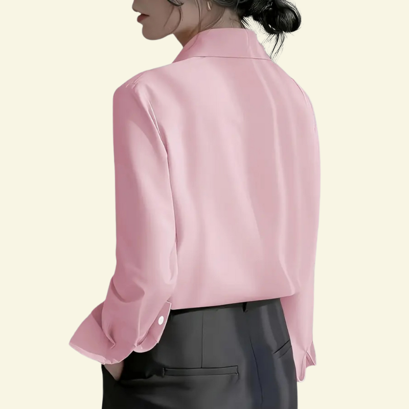 Blusa de mujer de manga larga con cuello puntiagudo y tapeta oculta-Blouse for women-Casaluzia