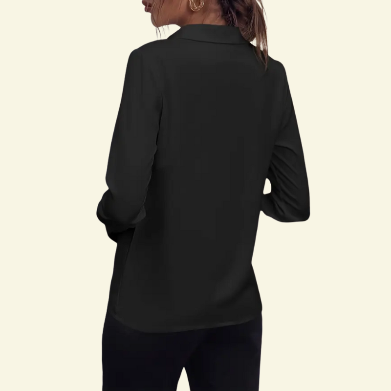 Blusa de mujer de manga larga con cuello y cierre frontal oculto con botones-Shirts for women-Casaluzia