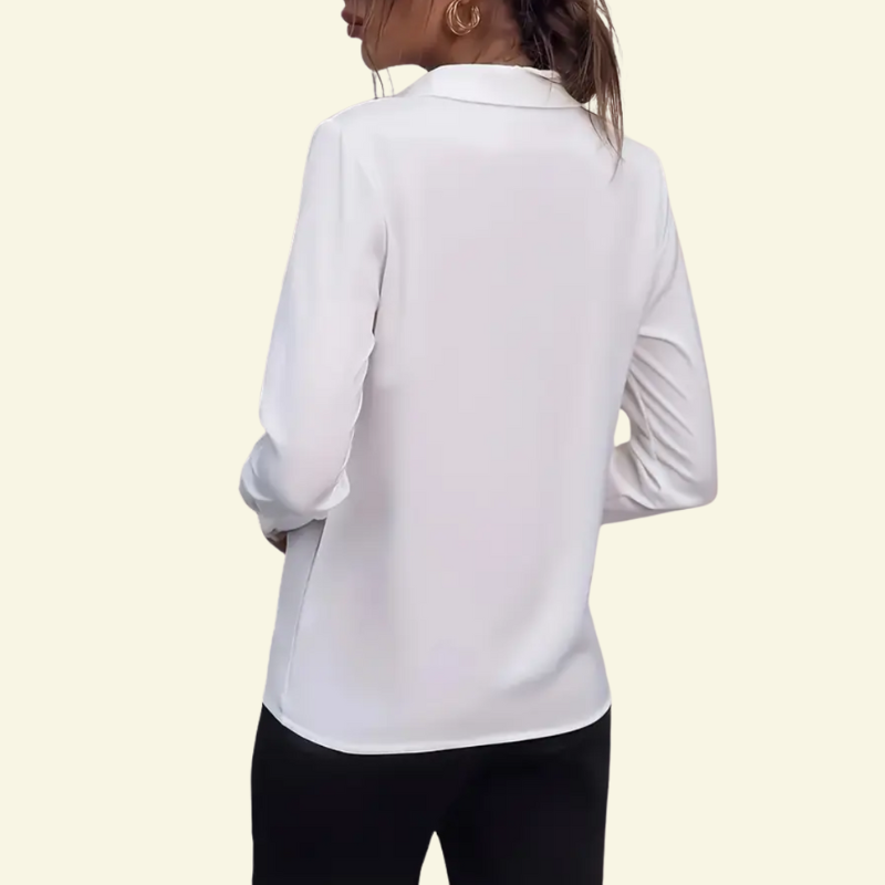 Blusa de mujer de manga larga con cuello y cierre frontal oculto con botones-Shirts for women-Casaluzia