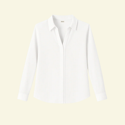 Blusa de mujer de manga larga con cuello y cierre frontal oculto con botones-Shirts for women-Casaluzia