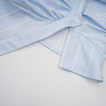 Blusa de rayas con hombros descubiertos y tirantes de cadena para mujer-Blouses for women-Casaluzia
