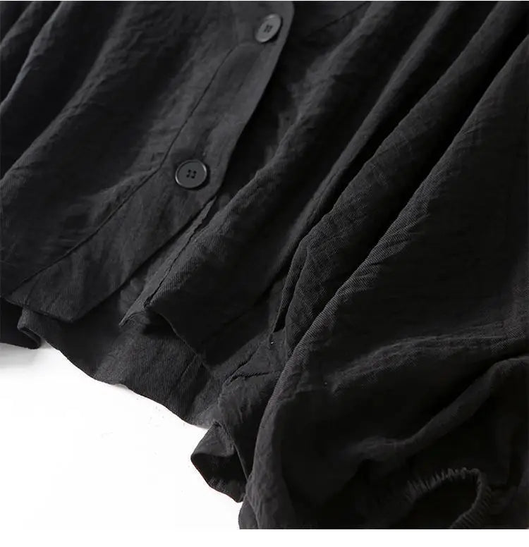 Blusa texturizada con cuello en V y botones para mujer-Blouses for women-Casaluzia