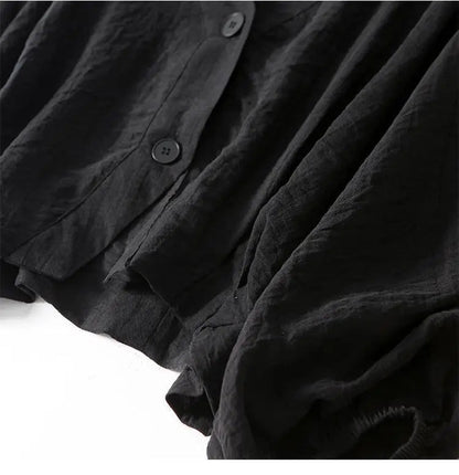 Blusa texturizada con cuello en V y botones para mujer-Blouses for women-Casaluzia