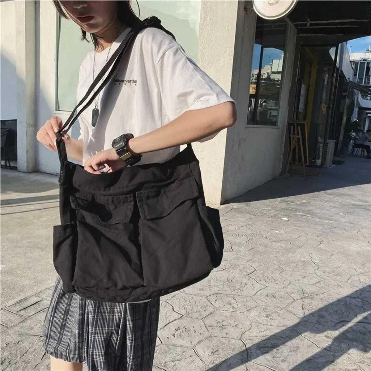 Bolso bandolera unisex de lona-Accessories for Women-Casaluzia